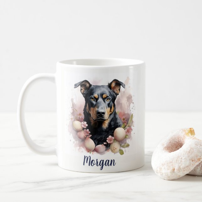 Beauceron - Easter Eggs & Cherry blossoms -   Coffee Mug (With Donut)
