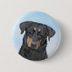 Beauceron Painting - Cute Original Dog Art 6 Cm Round Badge