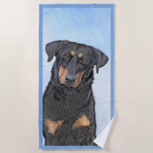 Beauceron Painting - Cute Original Dog Art Beach Towel