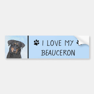 Beauceron Painting - Cute Original Dog Art Bumper Sticker