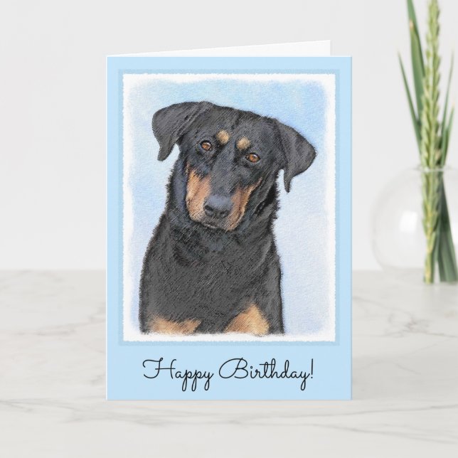 Beauceron Painting - Cute Original Dog Art Card (Front)
