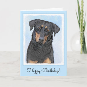 Beauceron Painting - Cute Original Dog Art Card