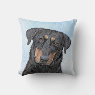 Beauceron Painting - Cute Original Dog Art Cushion