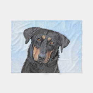 Beauceron Painting - Cute Original Dog Art Fleece Blanket