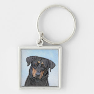 Beauceron Painting - Cute Original Dog Art Key Ring