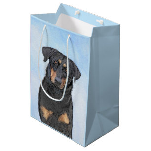 Beauceron Painting - Cute Original Dog Art Medium Gift Bag