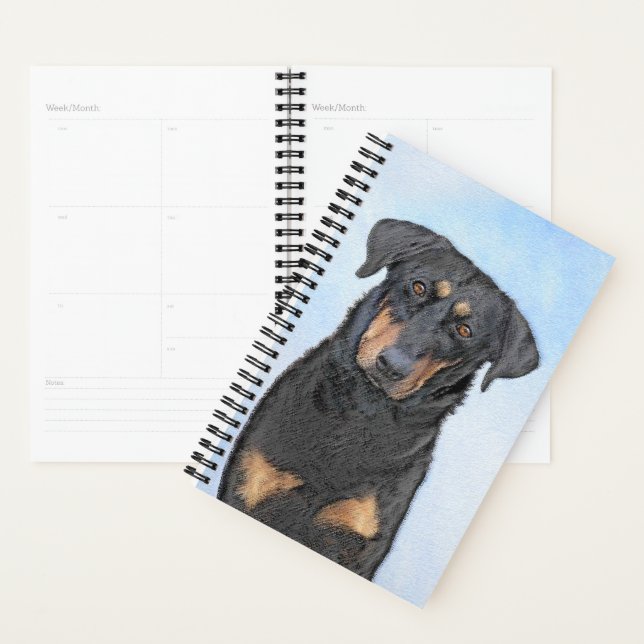 Beauceron Painting - Cute Original Dog Art Planner (Display)