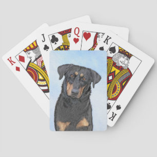 Beauceron Painting - Cute Original Dog Art Playing Cards