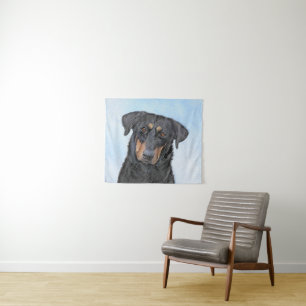 Beauceron Painting - Cute Original Dog Art Tapestry
