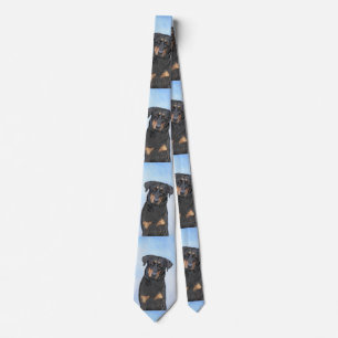 Beauceron Painting - Cute Original Dog Art Tie
