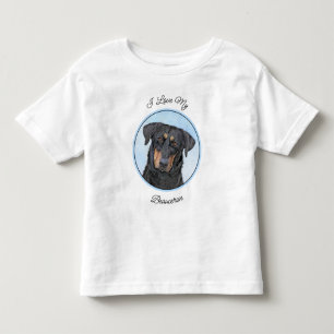 Beauceron Painting - Cute Original Dog Art Toddler T-Shirt