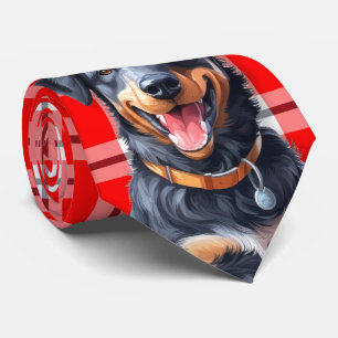 Beauceron Red Plaid Holiday Christmas  Tie