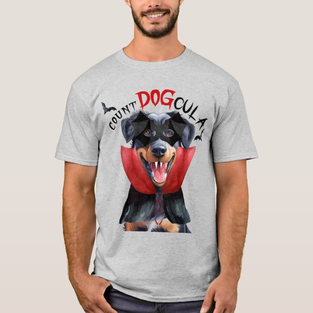 Beauceron Vampire Dog Funny Halloween T-Shirt (Front)
