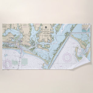 Beaufort Inlet and Part of Core Sound Chart Beach Towel