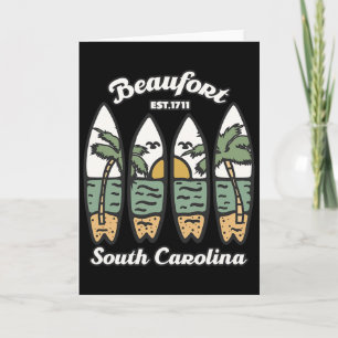Beaufort South Carolina Surfing Surfer Sunset Palm Card
