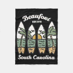 Beaufort South Carolina Surfing Surfer Sunset Palm Fleece Blanket