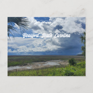 Beaufort South Carolina Thunderstorm Over Marsh Postcard