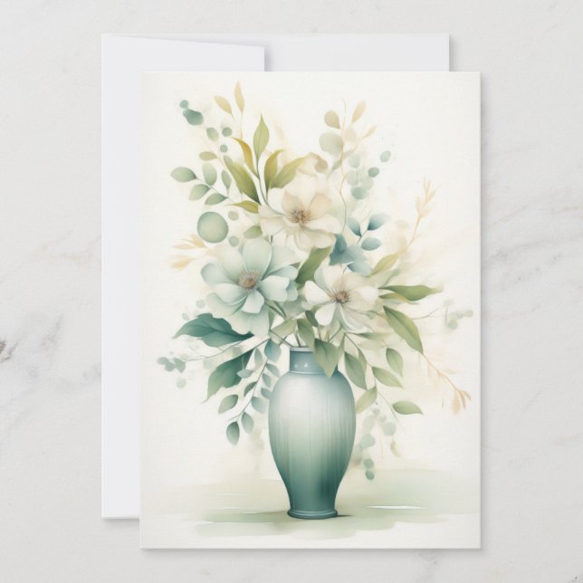 Beauftiful Flowers in a Vase Hello Flat Card (Front)