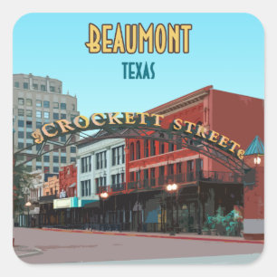 Beaumont Texas Downtown Crockett Street Vintage Square Sticker