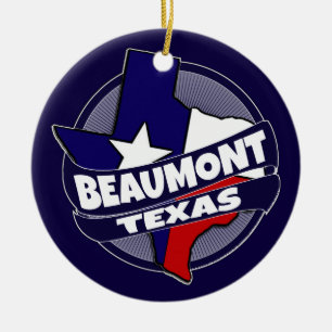 Beaumont Texas flag burst holiday ornament