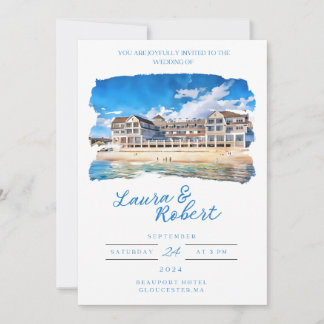 Beauport Hotel Massachusetts Venue Watercolor Invitation