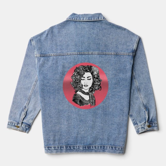  Beauté aux cheveux bouclés - Curly hair beauty Denim Jacket (Back)