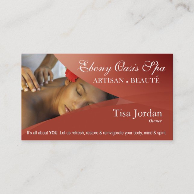 Beauté Salon Day Spa Massage Therapy Aromatherapy Business Card (Front)