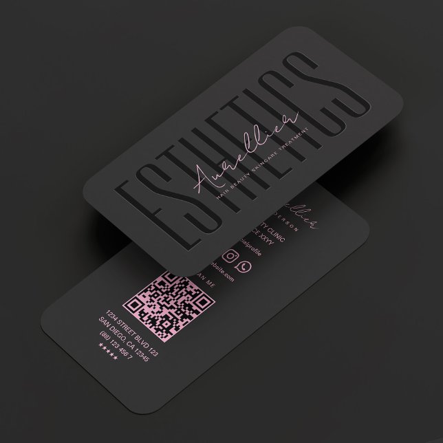 Beautician Aesthetician Black Pink Minimal  Business Card (Beautician Esthetician Black Pink Minimal Business Card
)