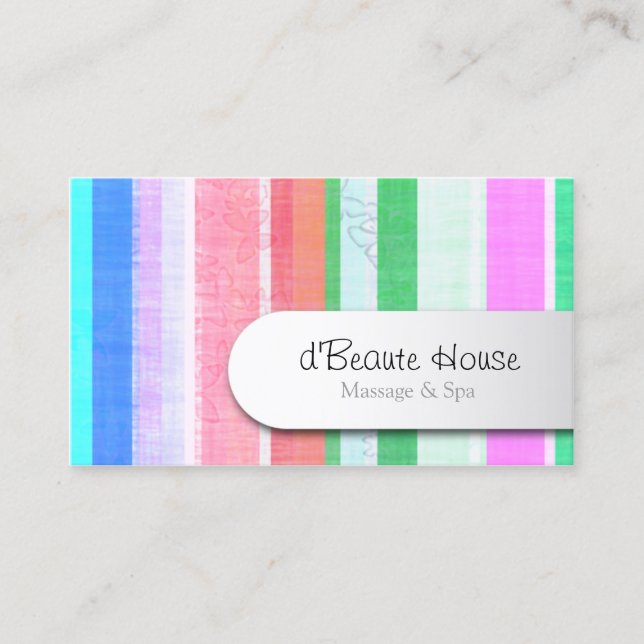 Beautician Business Card Butterfly Stripes (Front)