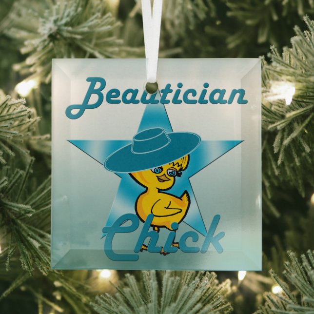Beautician Chick #7 Glass Tree Decoration (Insitu)