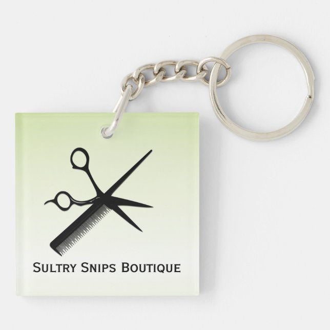 Beautician Design Green Personal with Name Key Ring (Back)