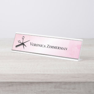 Beautician Design Pink Desk Name Plate