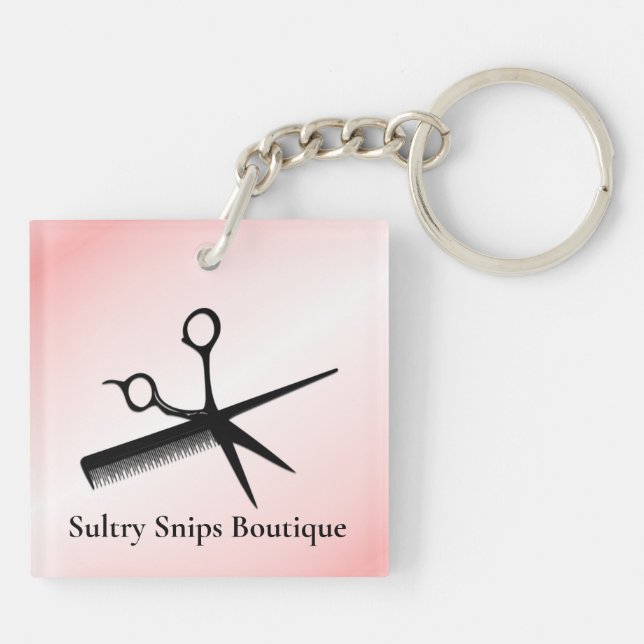 Beautician Design Pink Personal with Name Key Ring (Back)