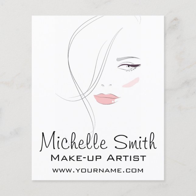 Beautician Modern Elegant Blush Pink Beauty Girl Flyer (Front)