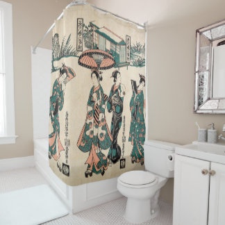 Beauties from Fukagawa. Triptych Shower Curtain
