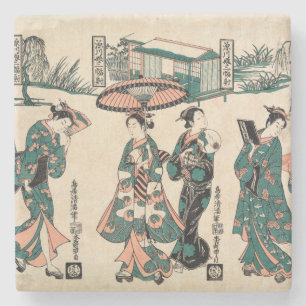 Beauties from Fukagawa. Triptych Stone Coaster
