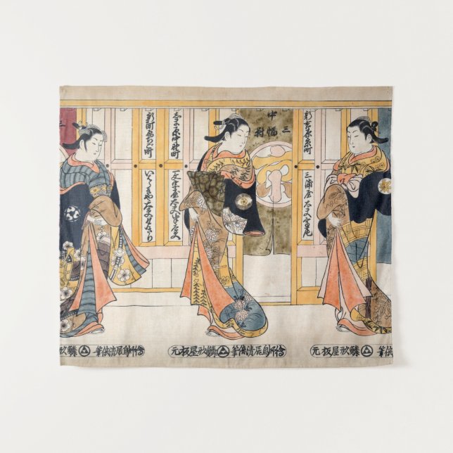 Beauties of the three capitals triptych tapestry (Front (Horizontal))