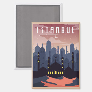 Beautifu Istanbul Turkey Retro Cityscape Magnet