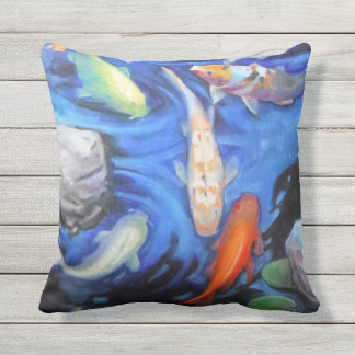 Beautiful 16" x 16" Koi Outdoor Throw Pillows