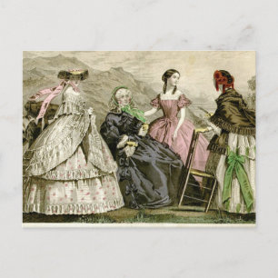 Beautiful 1859 Fashions Postcard