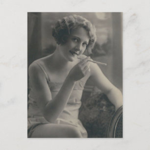 Beautiful 1920's smoking flapper girl Photo  Postcard