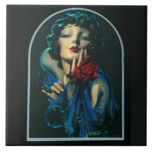 beautiful 1920s woman ceramic tile