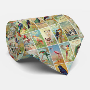 Beautiful 19th-century Tropical Birds Illustration Tie