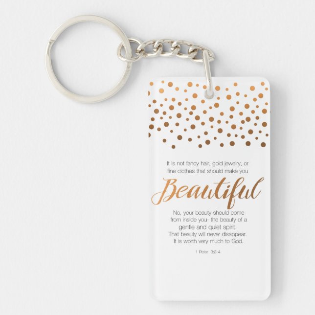 Beautiful, 1 Peter 3 Scripture Verse Key Ring (Front)