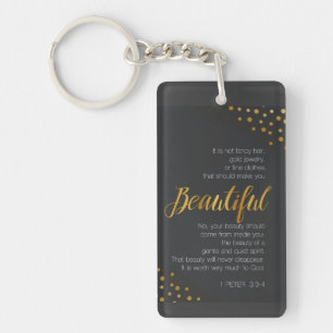 Beautiful, 1 Peter 3 Scripture Verse Key Ring