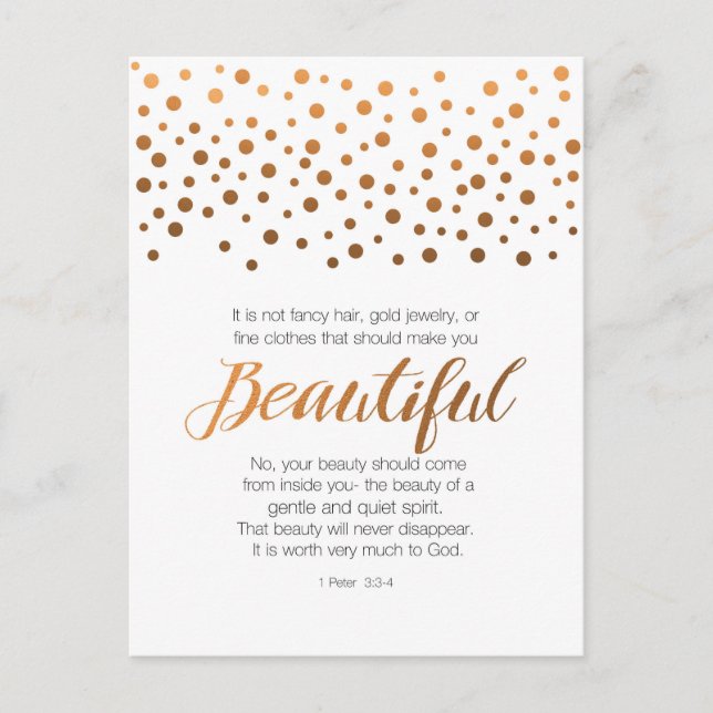 Beautiful, 1 Peter 3 Scripture Verse Postcard (Front)