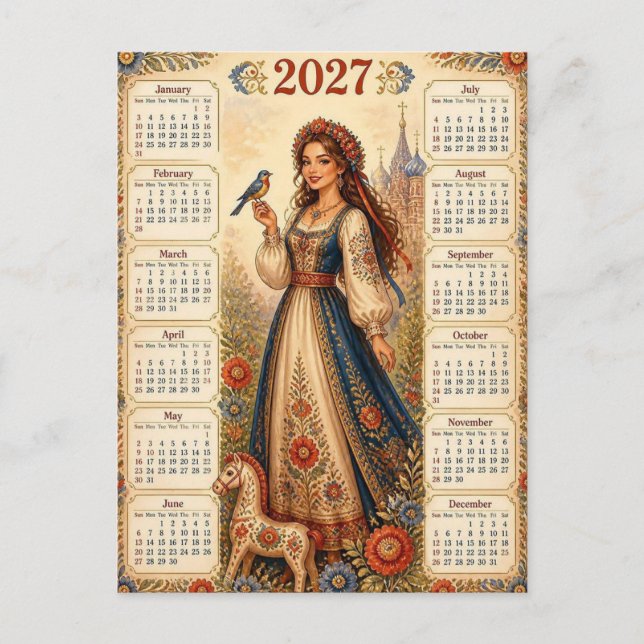 Beautiful 2027 Calendar Postcard (Front)