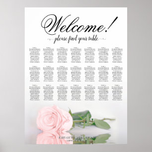 Beautiful 21 Table Pink Rose Wedding Seating Chart