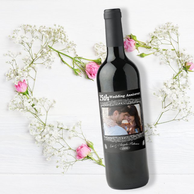 Beautiful 25th Wedding Anniversary Wine Label (Creator Uploaded)