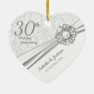 Beautiful 30th Pearl Jewel Anniversary Ceramic Tree Decoration